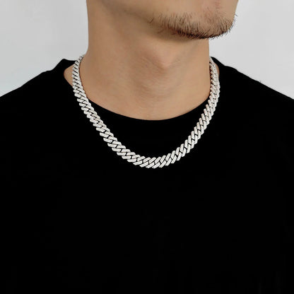 925 Silver 10mm 2 Rows Moissanite Cuban Link Chain Bling Iced Out Pass Diamond Tester VVS Sterling Silver VVS Necklace