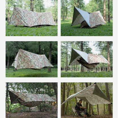 2025 TRAVELER NEW MC Camo Hammock Tent Set with Mosquito Net & Sunshade - Anti-Roll Design for 1-2 Person Outdoor Camping