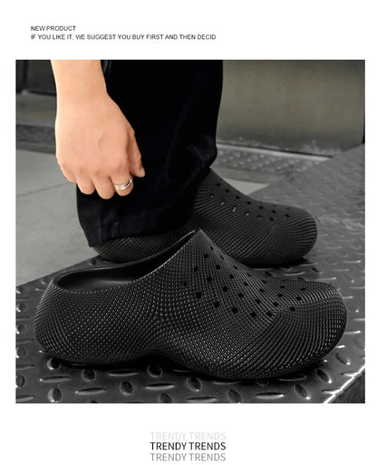 New Summer Fashion Couple Slippers EVA Baotou Men's Sandals Outdoor Thick Bottom Hole Shoes Luxury Beach Men Garden Shoes