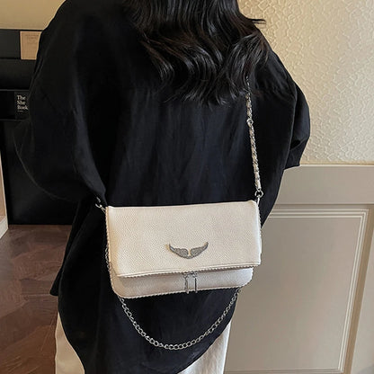 Fashionable Retro Ladies Chain-Shoulder Square Bag Luxury Textured Crossbody Shoulder Bag Women Handbags and Purses Underarm Bag