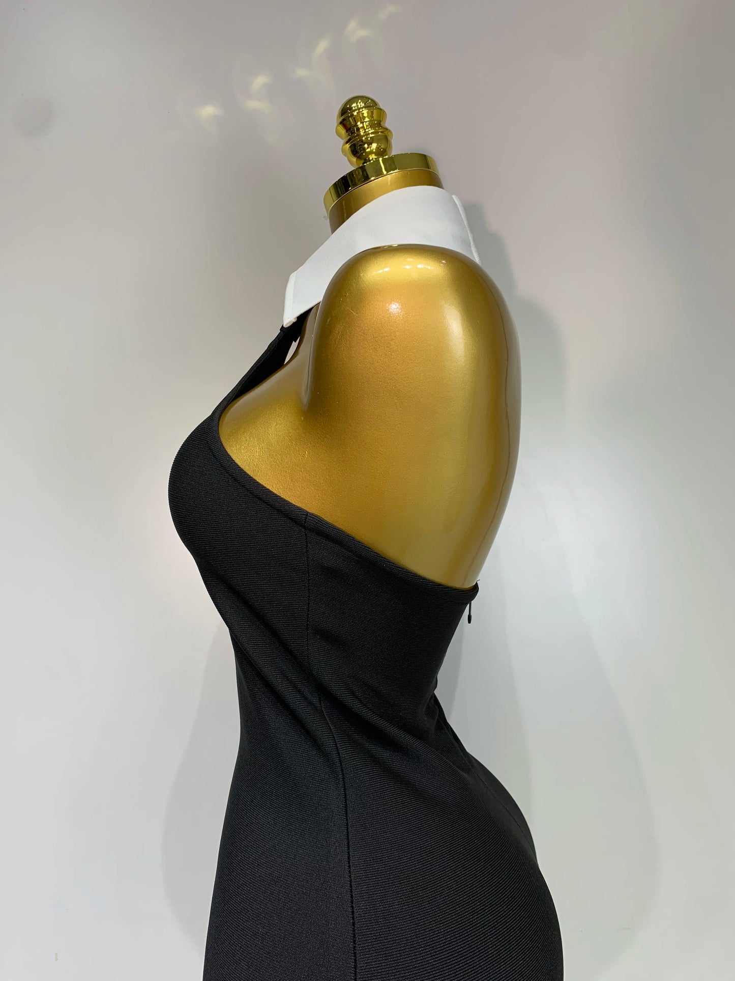 Women Sexy Backless White Shirt Collar Black Mini Bodycon Bandage Dress 2025 Elegant Evening Club Party Luxury Birthday Dresses
