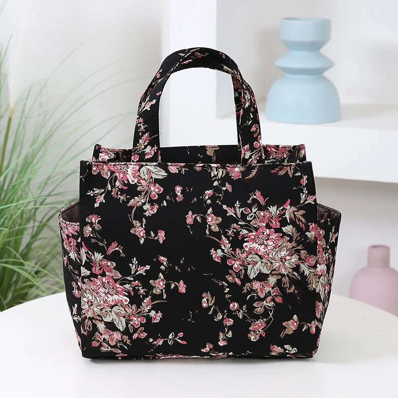 New Large Capacity Thickened Cloth Art Handbag Minimalist Work Lunch Box Storage Bag Suitable for Shopping Miscellaneous Uses