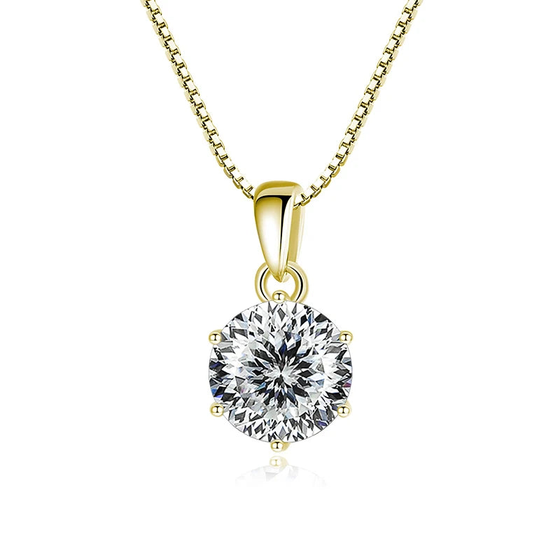 Butterflykiss Portuguese Cutting Moissanite Diamond 6.5mm Necklace For Woman Pendant 925 Silver Chains Party Bridal Fine Jewelry