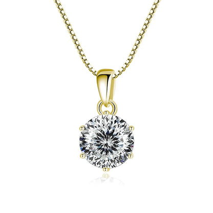 Butterflykiss Portuguese Cutting Moissanite Diamond 6.5mm Necklace For Woman Pendant 925 Silver Chains Party Bridal Fine Jewelry