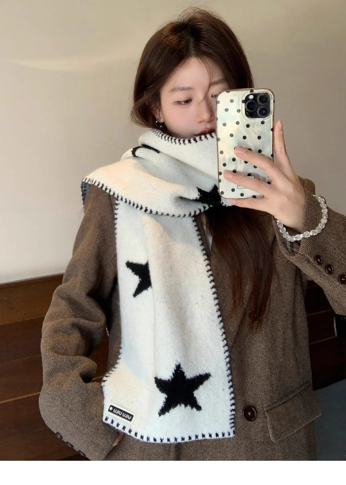 Women's Scarves Korean Star Sweet Kawaii Thickened Warm High Quality Shawl For Girl Versatile Cute Preppy Style Scarf Winter