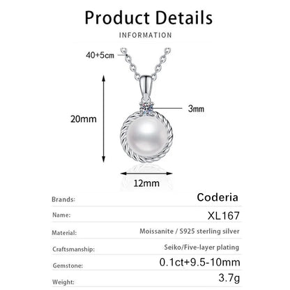 100% 925 Sterling Silver Freshwater Pearl Pendant Chain for Women Wedding Jewelry Moissanite VVS1 Necklace GRA Certified