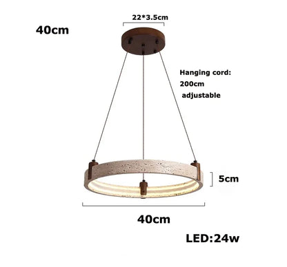 Wabi-sabi Style Natural Stone Pendant Lights Travertine Ring Suspension Luminaire Living Dining Room Home Decor Chandeliers