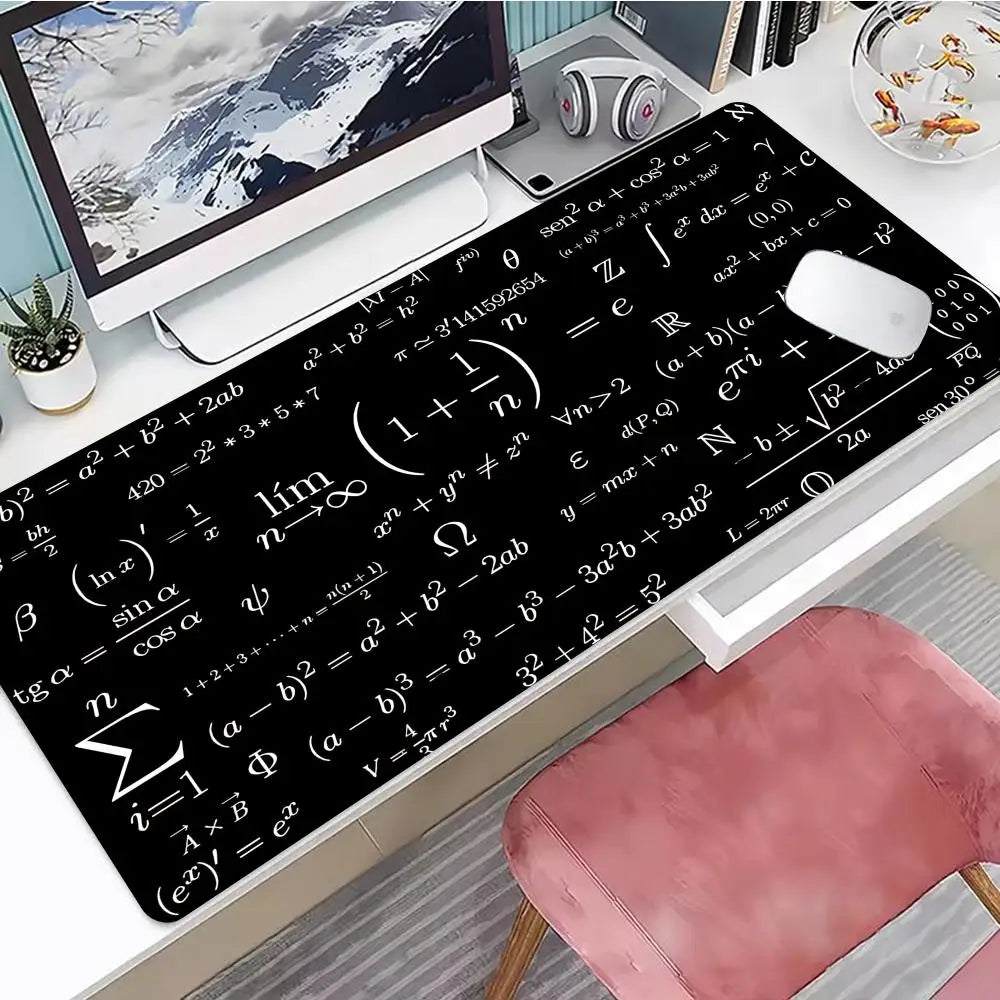 Math Formulas Mouse Pad Large Rubber Base Anti-slip PC Desk Accessories for Offices and Gamer Keyboard Mats Decor Mat HYBXXC