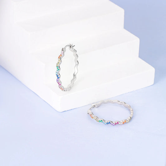 925 Sterling Silver Original Hoop Earring For Woman Luxury  Pendientes Wedding Jewelry Gift