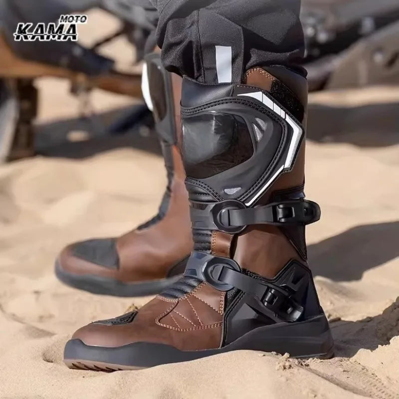 Waterproof Motocross Boots Professional Protective Motorcycle Boots Non-slip Racing Off-road Shoes Wear-resistant All Seasons