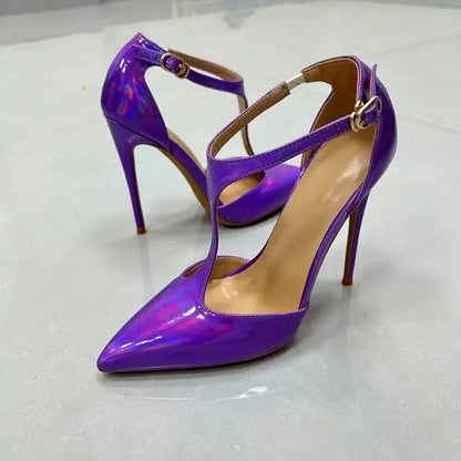 Purple Sandals With Heels For Woman Luxury Party Elegant Dress Shoes Summer Pointy Toe Sexy Sandals Lady 8CM 10CM 12CM Stilettos
