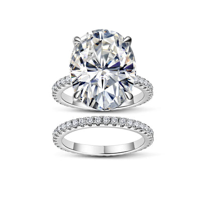 COSYA 10CT 13*15mm Oval Cut Moissanite Ring Set 100% 925 Silver D Color VVS Lab Diamond Wedding Band Luxury Fine Jewelry Gift