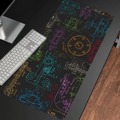 Mechanical Drawing Mouse Pad Gaming Accessory Large HD Mousepad XXL MousePad Natural Rubber Carpet Non-Slip Table Mat Office Rug
