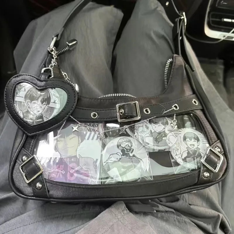 Inner Spicy girl small ITABAG ancient shoulder bag New trendy Y2k Japanese ita bag PU +Nylon cloth women's bags