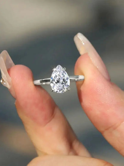 925 Sterling Silver 1-4 CT Zircon Sparkling Luxury Water Drop Shape Ring For Women Engagement Wedding High Quality Fine Jewelry