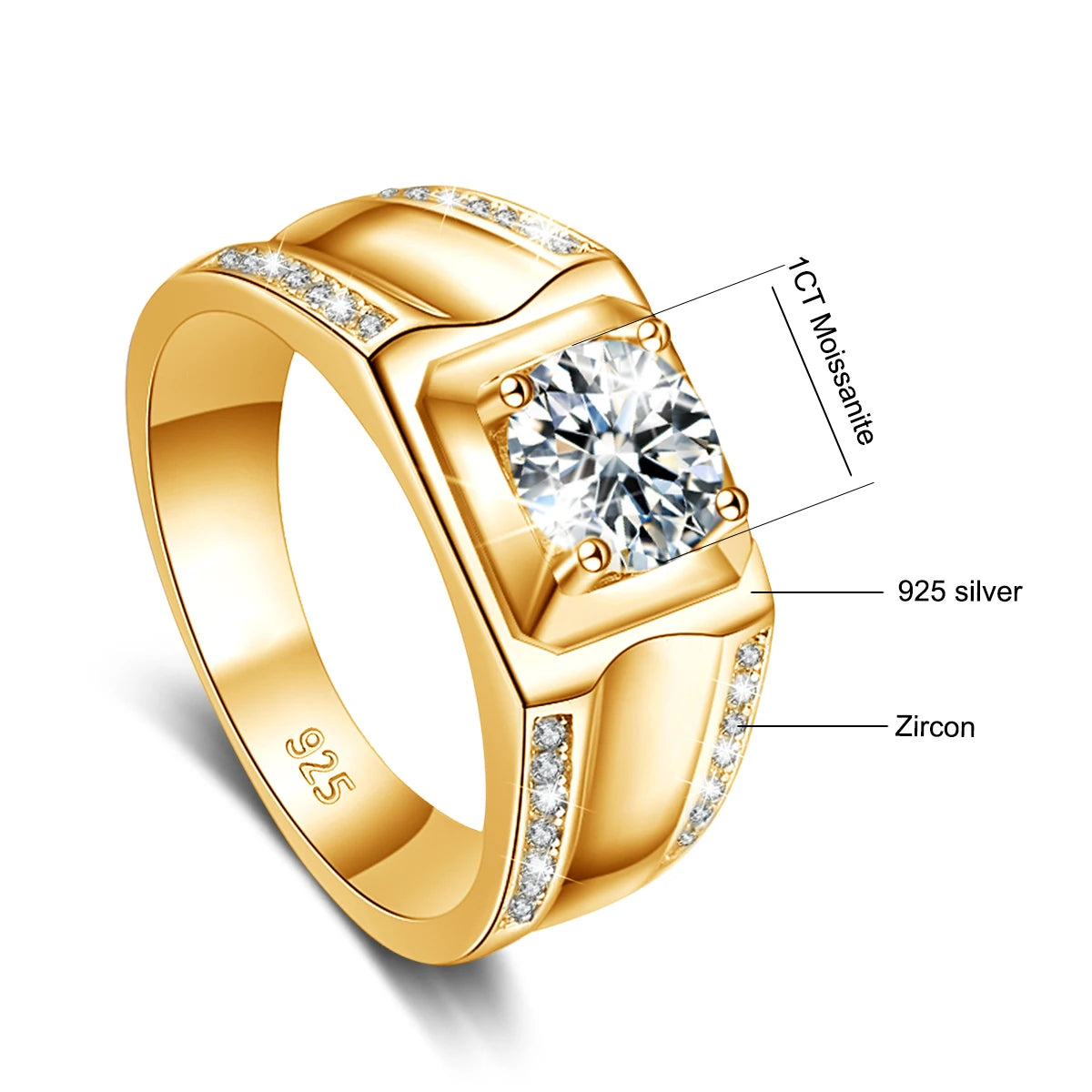 Trends 2025 Luxury Moissanite Ring Men Hip Hop Wedding Band Original 925 Sterling Silver Pass Diamond Test With Certificate Gift