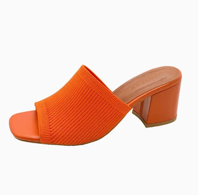 Women's Luxury Casual Soft High Heel Sandals Black Mules Summer Slippers Outdoor Shoes Open Toe