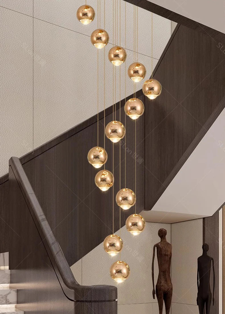 Modern Home Decor LED Lights Pendant Light Lamps for Staircase Chandeliers for Living Room Hanging Light Indoor Lighting