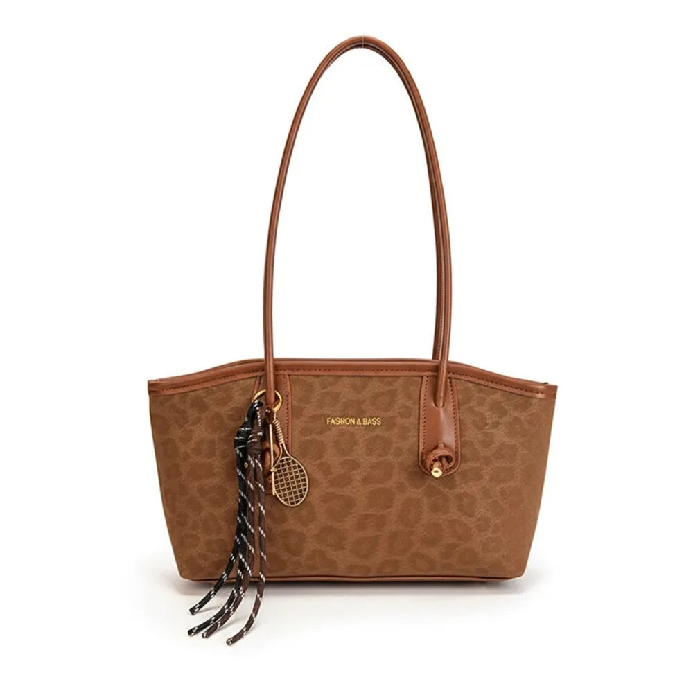 Luxury Design Leopard Print Underarm Shoulder Bags Large Capacity Retro Tote Bag PU Leather Women's Handbags Travel