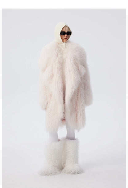 Lautaro Autumn Winter Long Oversized White Thick Warm Soft Faux Fur Coat Women Loose Stylish Luxury Fluffy Overcoat Streetwear