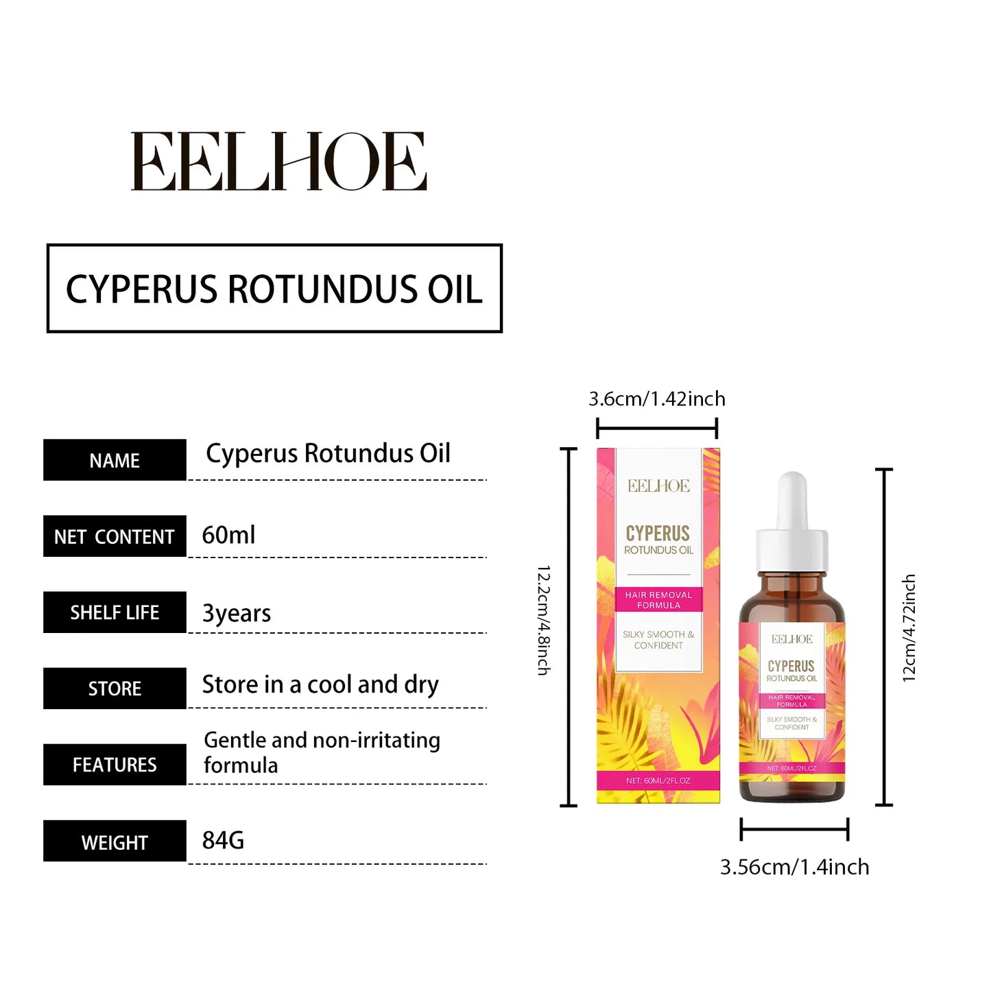 Eelhoe Cyperus Rotundus Oil Body Post Hair Removal Soothing Oil Hair Growth Inhibitor Depilatory After Epilation Care For Skin