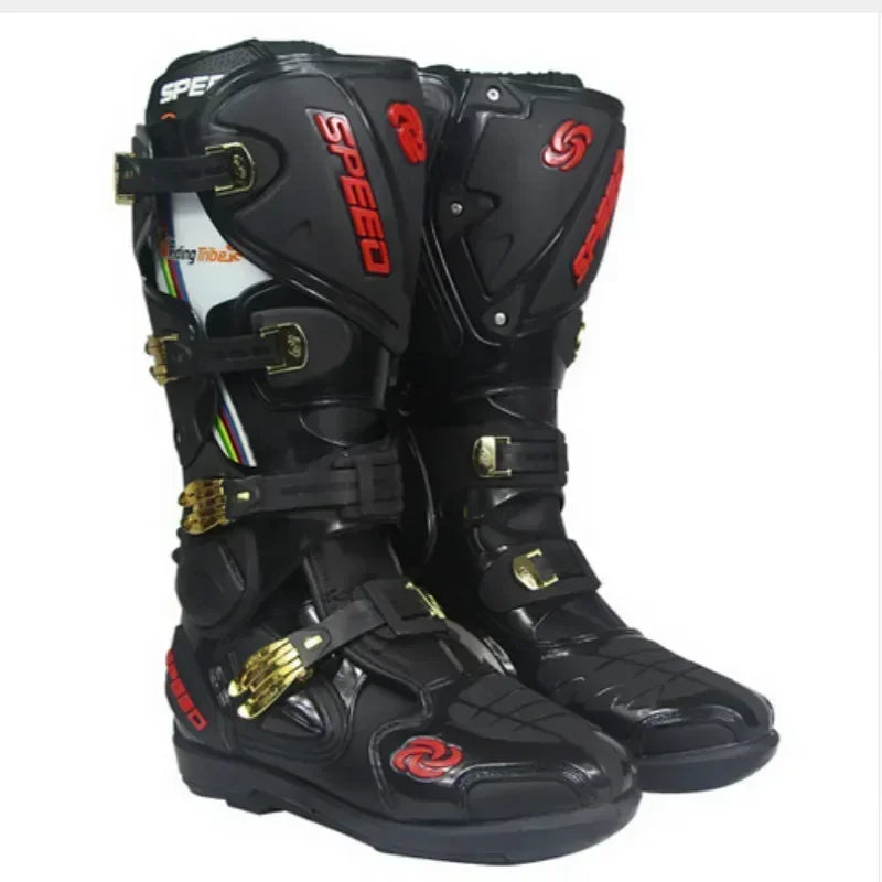Riding Trider 100% NEW Motorcycle Boots Motocross Leather Long knee-high Shoes white black moto GP dirty bike SIZE 10-45 B1004