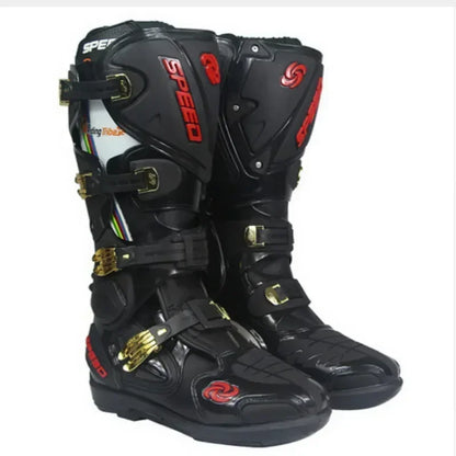 Riding Trider 100% NEW Motorcycle Boots Motocross Leather Long knee-high Shoes white black moto GP dirty bike SIZE 10-45 B1004
