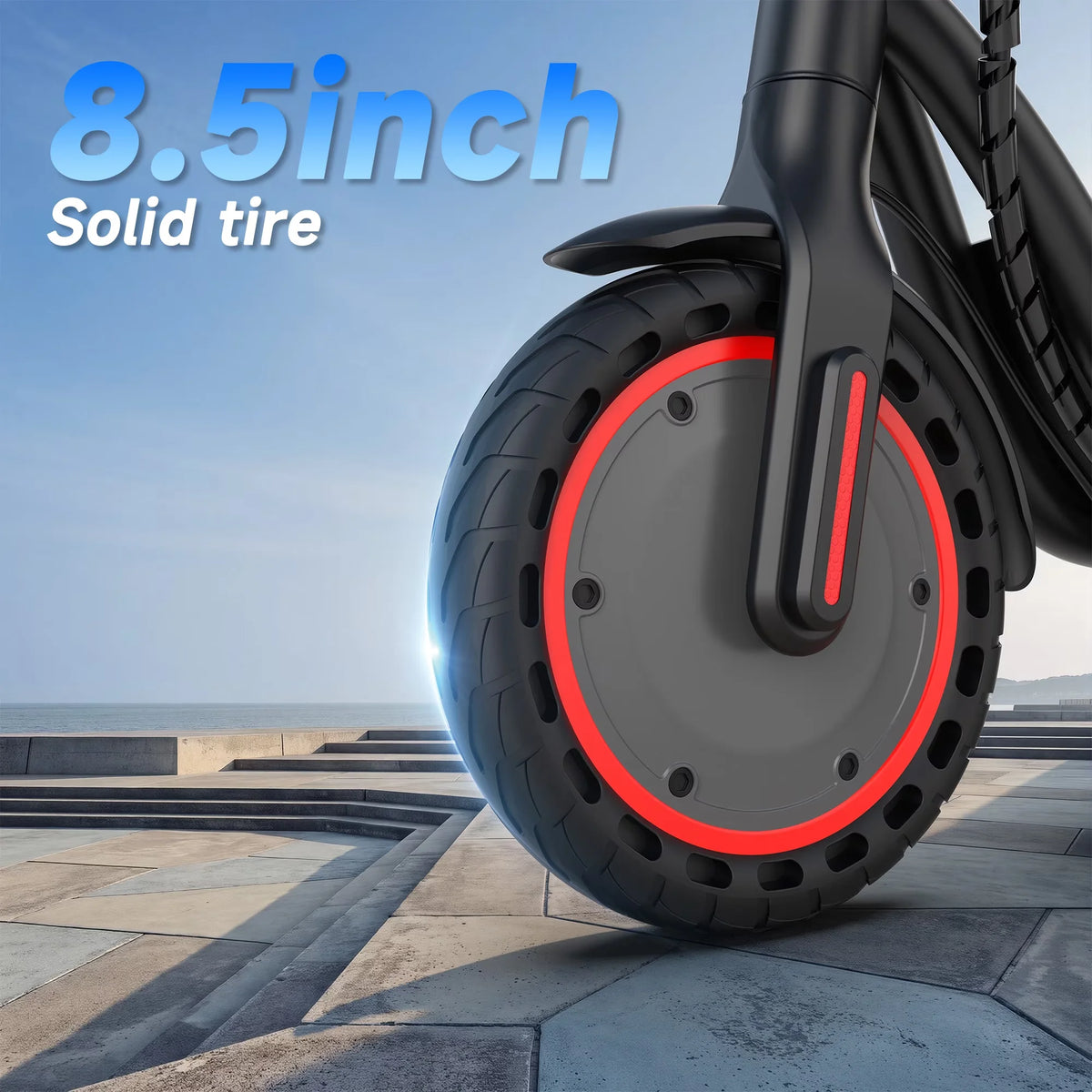 8.5'' Solid Tire Electric Scooter, 350W Powerful Motor & 19MPH Top Speed, 16 Miles Range, Lightweight E-Scooter with EABS & Drum Brake for Teens and Adults