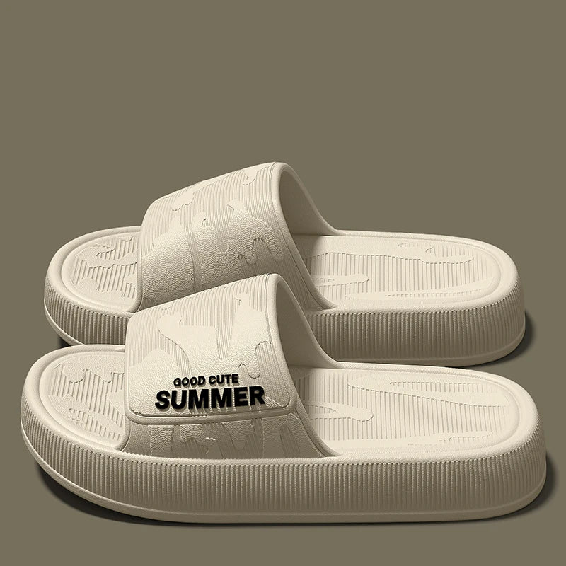 Men Summer Slippers Soft Sole EVA Sandals Non Slip Platform Soft Home Slides Outdoor Beach Shoes Unisex Bathroom Slippers