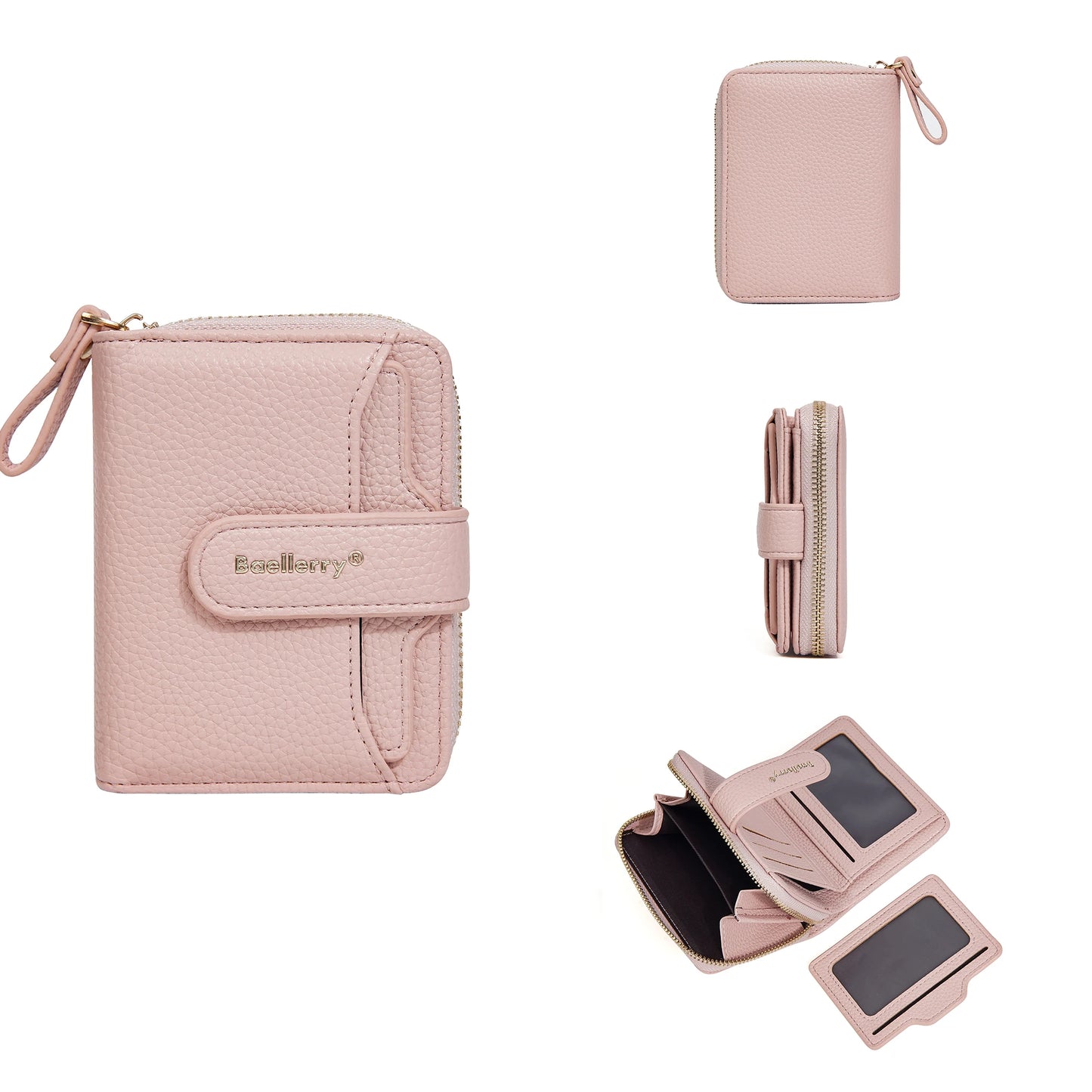 Baellerry Women Stylish Zip Around Card Wallet Multi-Functional RFID Blocking Purse 6 Card Slots and Coin Pocket Minimalist Gift