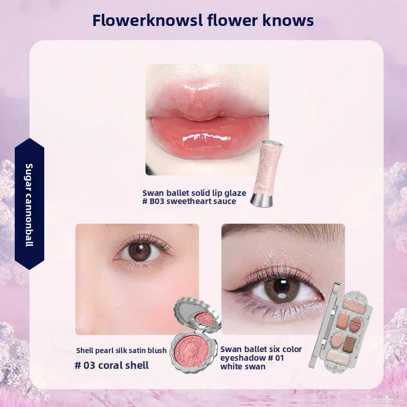 Flowerknows Gift Box Makeup Set Little Angel Full Box Lip Glaze Blusher Shell Jewelry Flower Know Birthday Gift Kit