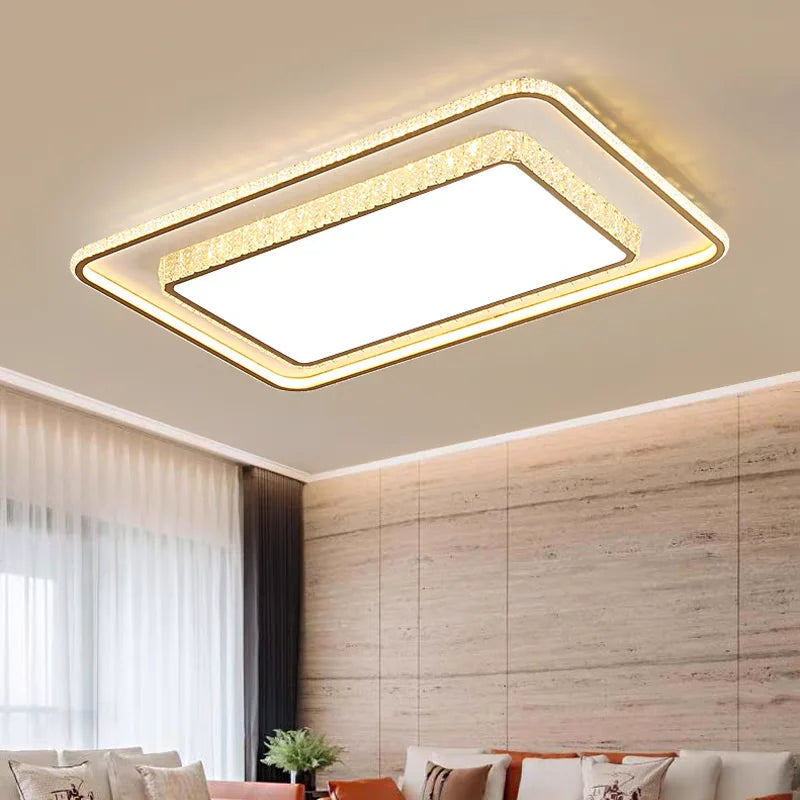Luxury Living Room Lights Lustre Home Decoration LED Ceiling Lamp Modern Square Acrylic Gold Hall Bedroom Dining Room Fixtures