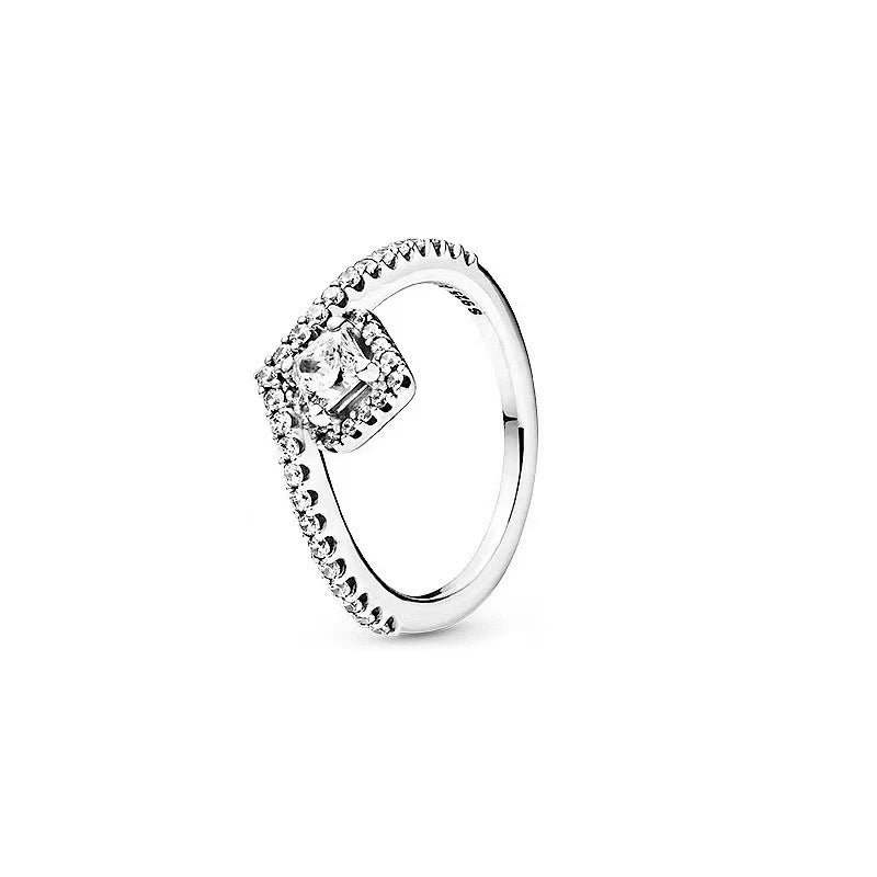New 925 Sterling Silver Rings Stackable Infinite Silver shining Zircon Ring For Women Wedding Anniversary Birthday Jewelry Gift