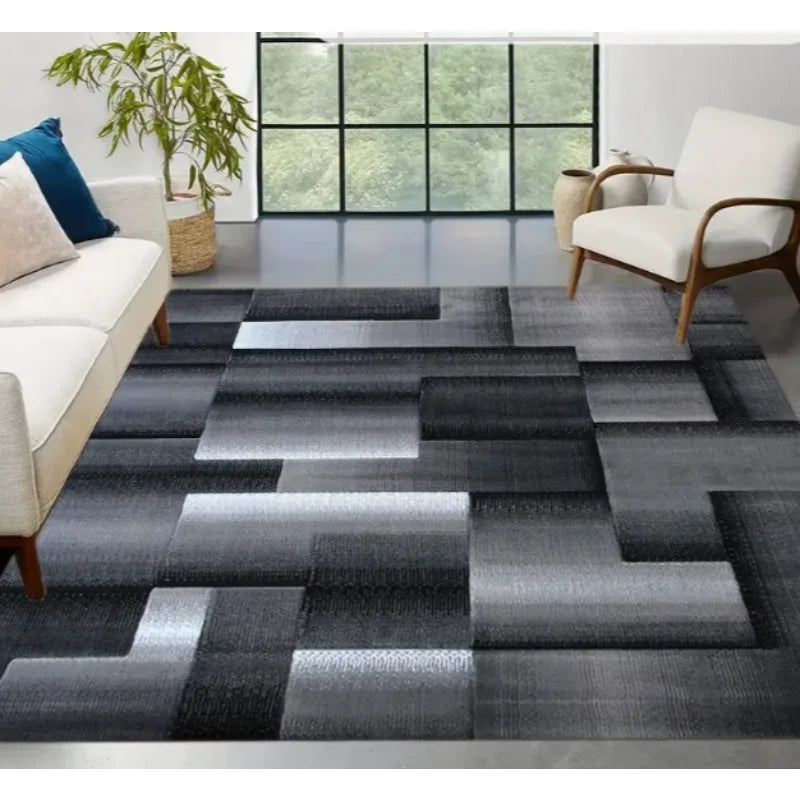 Black Geometric Large Carpet Light Luxury European and Carpet Home Sofa Tea Table Mat Indoor Outdoor Carpet Floor Mat Decoration