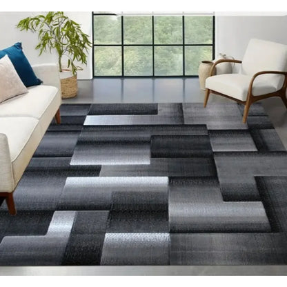 Black Geometric Large Carpet Light Luxury European and Carpet Home Sofa Tea Table Mat Indoor Outdoor Carpet Floor Mat Decoration
