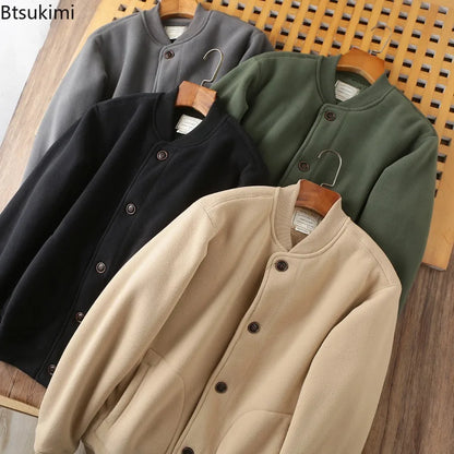 Winter New Men's Baseball Coats Double-sided Polar Fleece Soft Warm Men Jackets Thicken Casual Windbreak Outwear Male Streetwear
