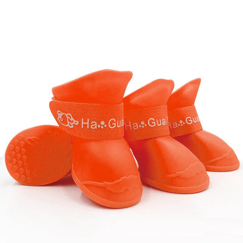 4Pcs Pet WaterProof Rainshoe Anti-slip Rubber Boot For Small Medium Large Dogs Cats Outdoor Shoe Dog Ankle Boots Pet Accessories