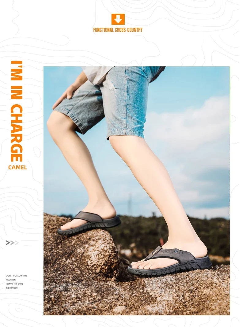 Flip Flops Summer Men's Outdoor Thick Soled Beach Shoes Breathable Cool Non Slip Comfort Sandals Male Casual Hiking Sandals