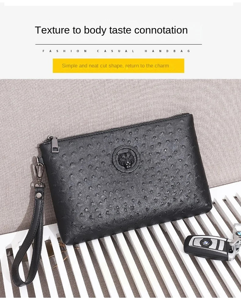 New Business Style Men Clutch Large Wallet Soft PU Leather Male Wristlet Pack Bag Elegant Leisure Stylish HandBags Envelope Bag