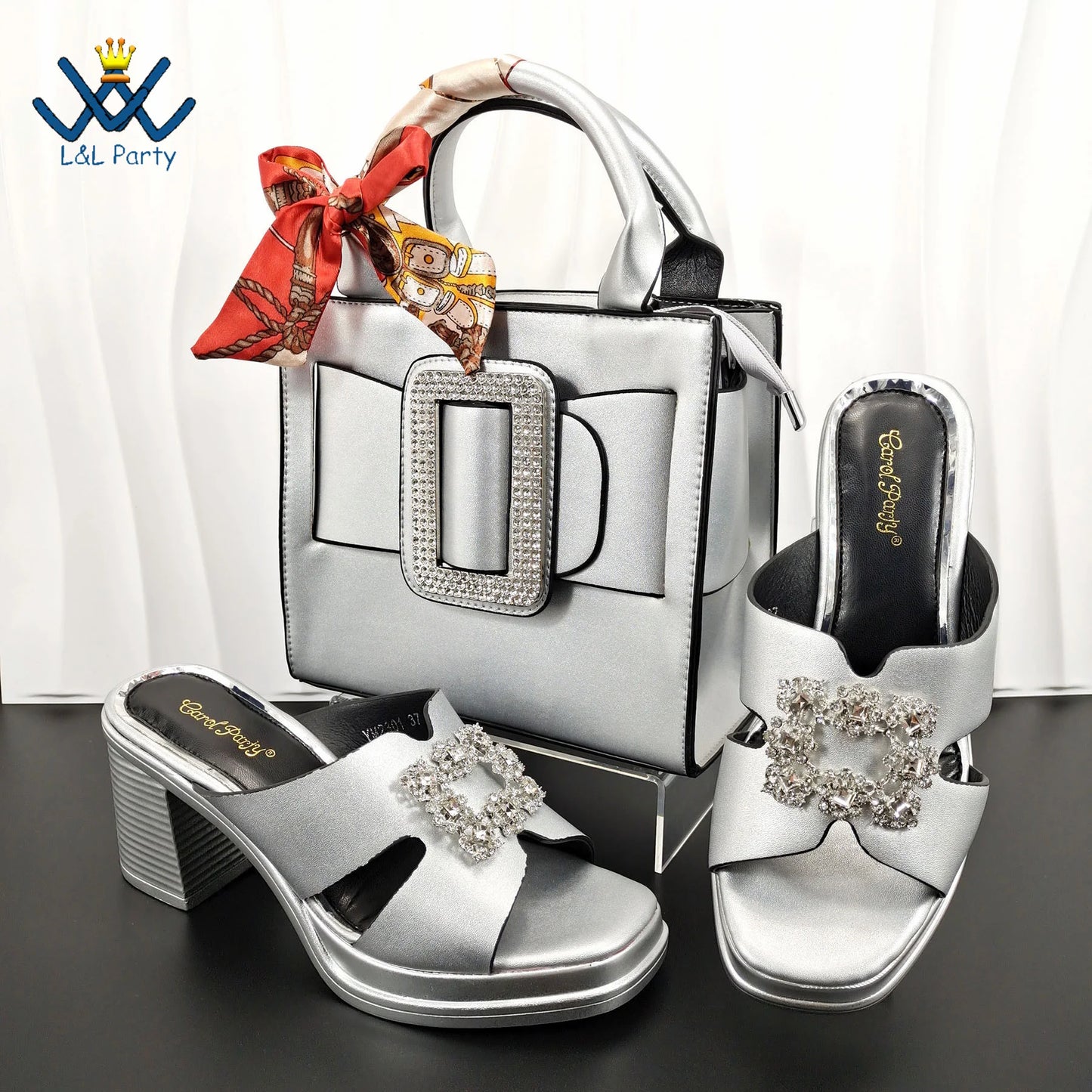 Mature Fashion Style Italian Ladies Lovely Shoes and Bag to Match Set in Wine Color 2024 Specials Slipper for Dress