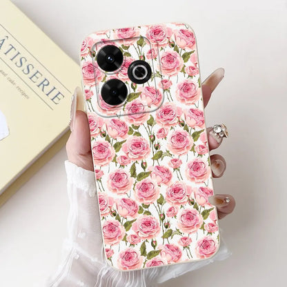 Casing For Redmi 13 Case 13 5G Cute Cat Fashion Luxury Flowers Silicone Shockproof Back Cover For Redmi 13 5G Phone Case Bumper