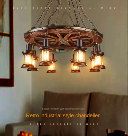Classical Industrial Iron LED Wheel Pendant lights Metallic lustre Hanging Lamps Bar decoration Suspend Lamps Cafe Pendend Lamps