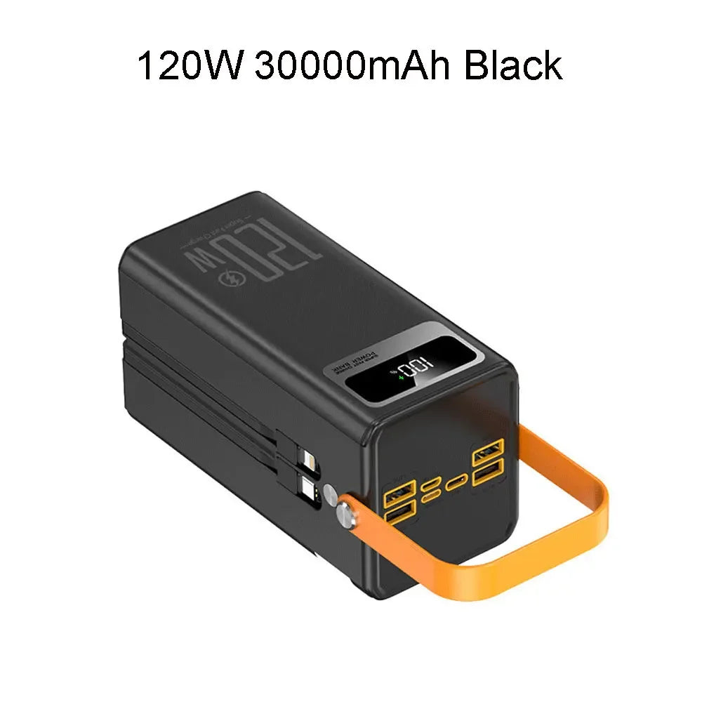 Portable Power Bank 30000mAh 60000mAh 120W Fast Charging Emergency Power Station with LED Charger for Home Camping And Phone