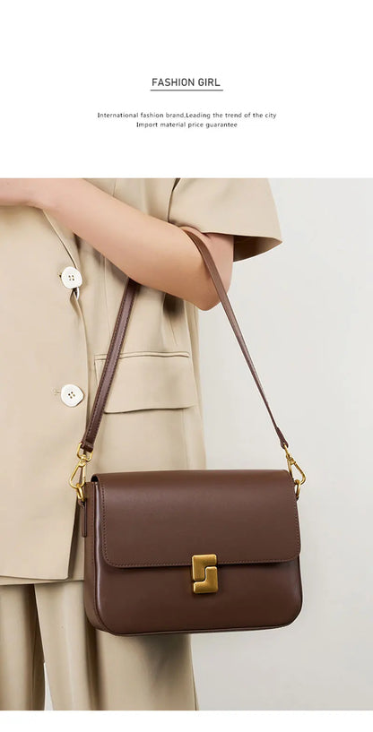 Luxury Genuine Leather Women Bag 2025 New Women's Shoulder Bag High Quality Cowhide Square Crossbody Bags Designer Handbags