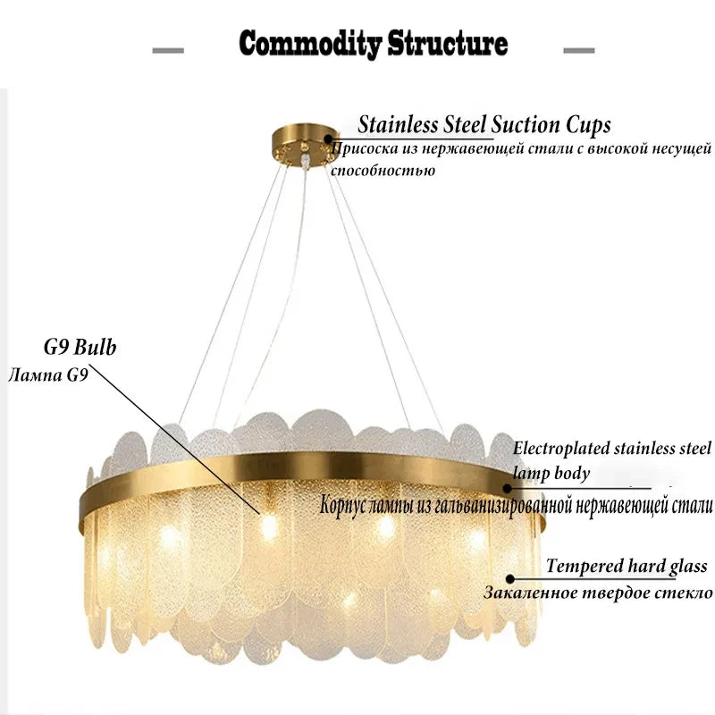Modern Luxury Lustre Crystal Chandelier Living Room Ceiling Lights Dining Room LED Chandeliers Villa Gold Crystal Pendant Lamp