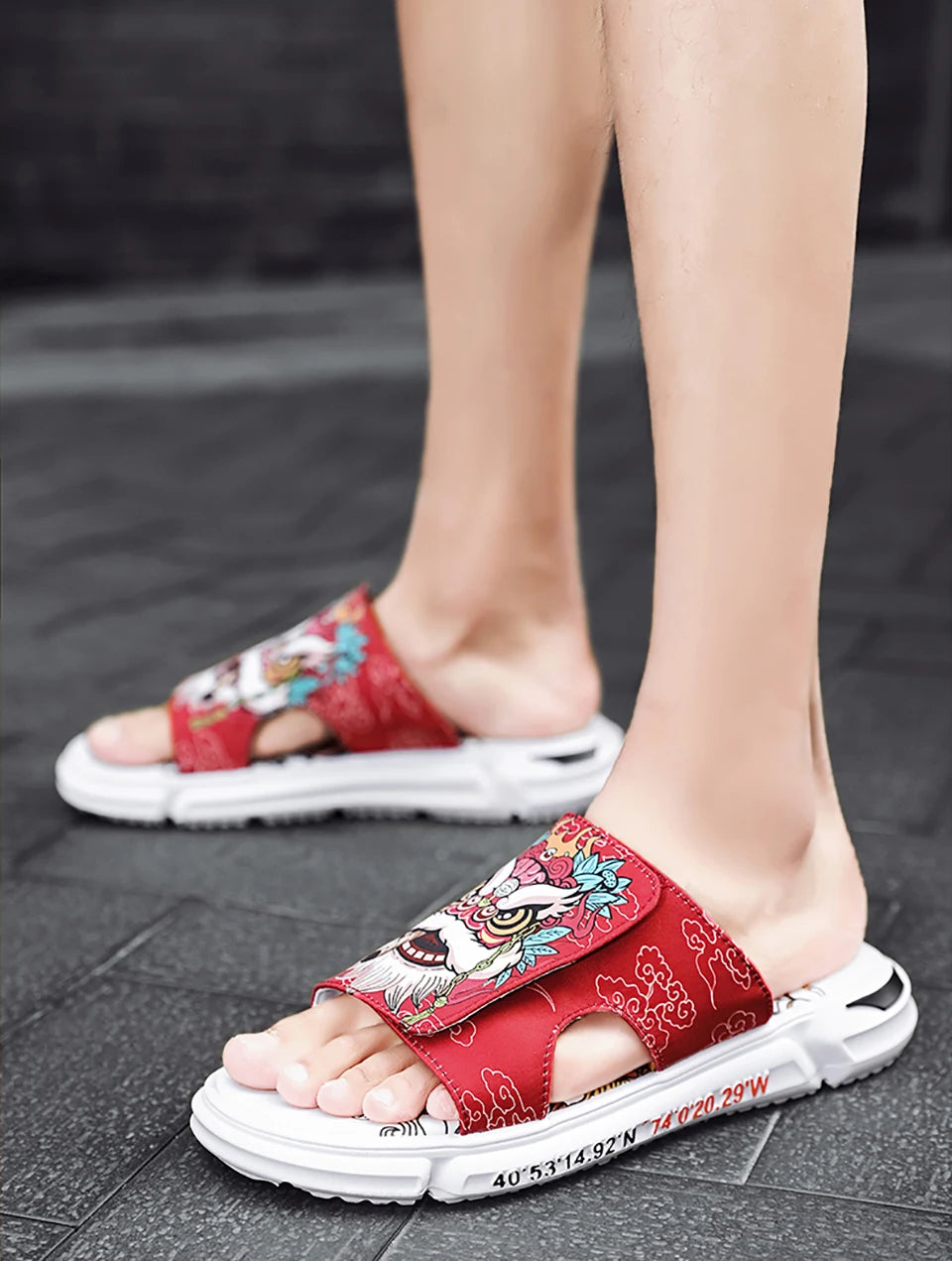 Ngouxm Summer Youth Slippers Men Unique Design High Quality Slippers Non-Slip Outside Flip Flops Thick-Soled Toe Sandals