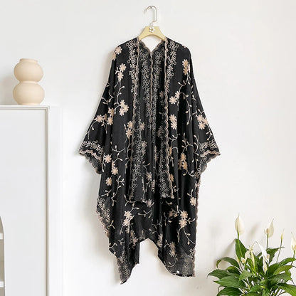 Bright Fashion Print Bohemian Long Cardigan Sweet Lady Beach Cover-Up Casual Holiday Party Kimono Maxi Stitch Boho