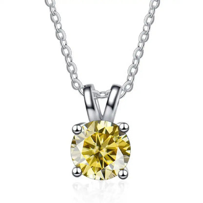 1CT 925 Silver Double Bail Four Prong Round Solitaire Pendant Necklace Round Cut D VVS1 Multi Color Moissanite Gift Fine Jewelry