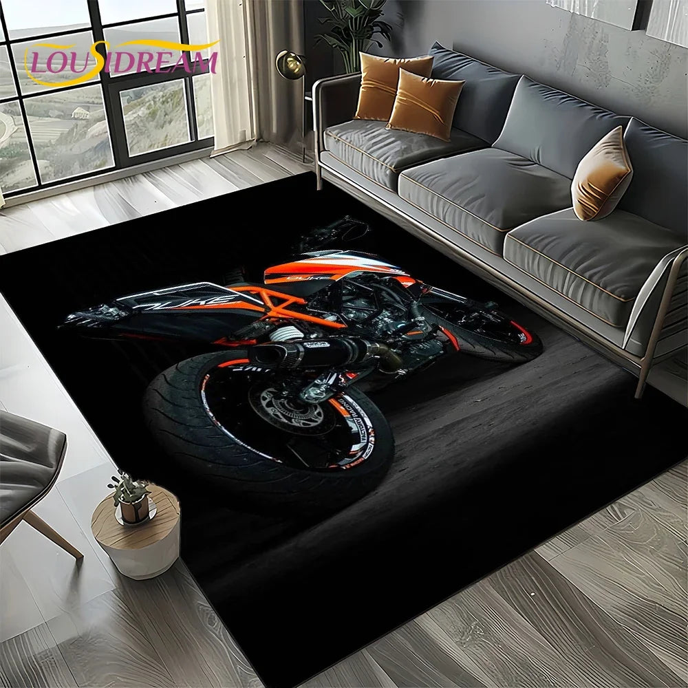 Racing Car K-KTM Motorcycle Carpet Rug for Living Room Bedroom Home Sofa Decoration,Kids Play Area Rug Non-slip Floor Mat Gift