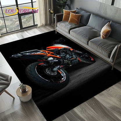 Racing Car K-KTM Motorcycle Carpet Rug for Living Room Bedroom Home Sofa Decoration,Kids Play Area Rug Non-slip Floor Mat Gift